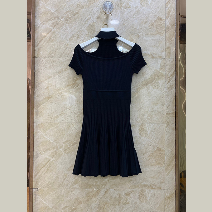 balmain halter neck knit dress
